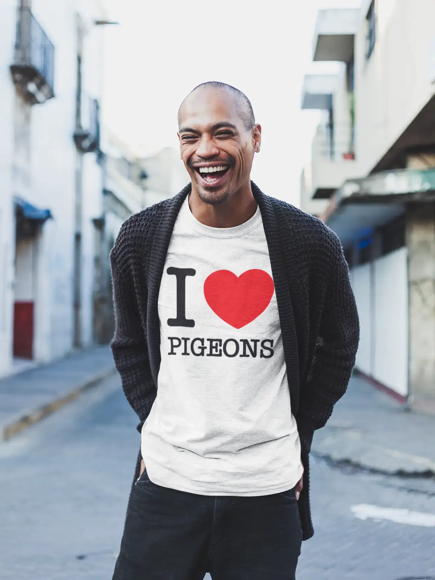 cool and breathable short sleeve t-shirts for men -PIGEONS, I love animals, White, Men's Short Sleeve Round Neck T-shirt 00064