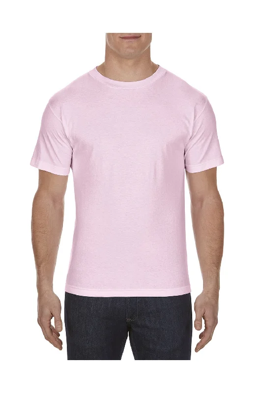 stylish short sleeve shirts for weekend trips -American Apparel Mens Short Sleeve Crewneck T-Shirt - Pink