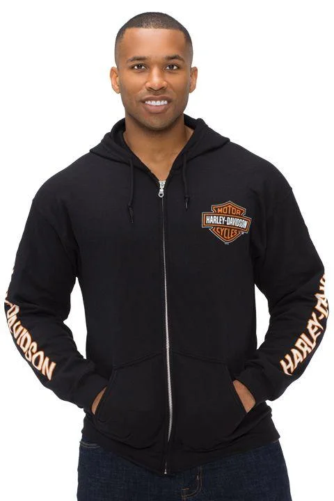 men’s casual short sleeve polo shirts with patterns -Harley-Davidson® Black Bar & Shield Zip Hoodie - 40290206