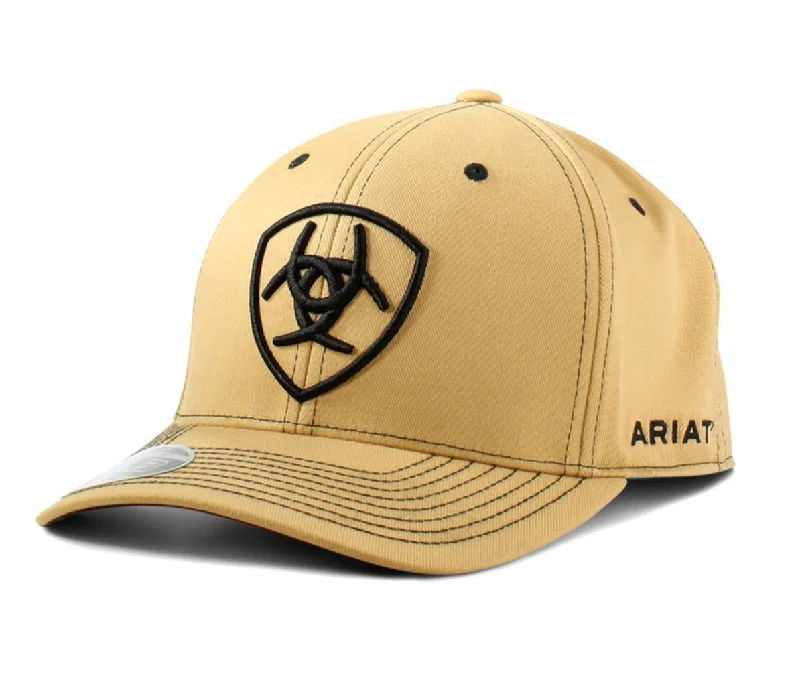 Men's pants for quests-Ariat Mens Snapback Logo Tan