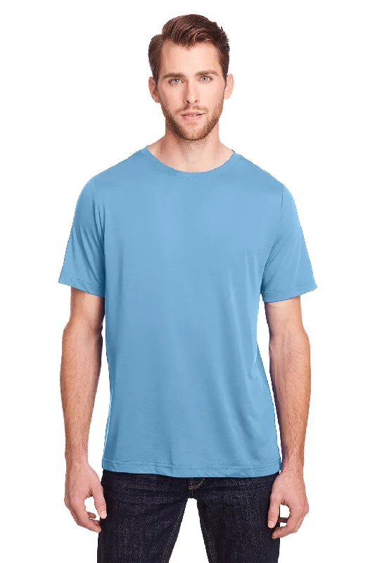 comfortable and cool short sleeve shirts for summer -Core 365 Mens Fusion ChromaSoft Performance Moisture Wicking Short Sleeve Crewneck T-Shirt - Columbia Blue