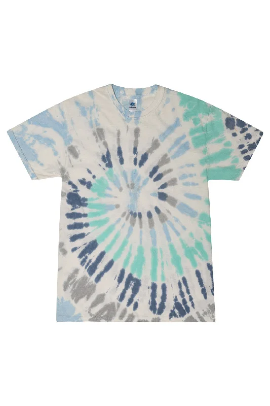 men’s affordable short sleeve shirts with bold prints -Tie-Dye Mens Short Sleeve Crewneck T-Shirt - Glacier