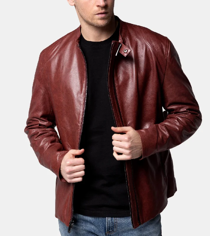 Men's quilted bomber jackets-Julius Men's Red Leather Jacket