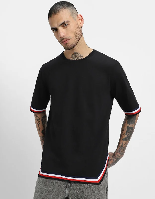 trendy short sleeve shirts for work and leisure -Black Tape Oversized T-shirt