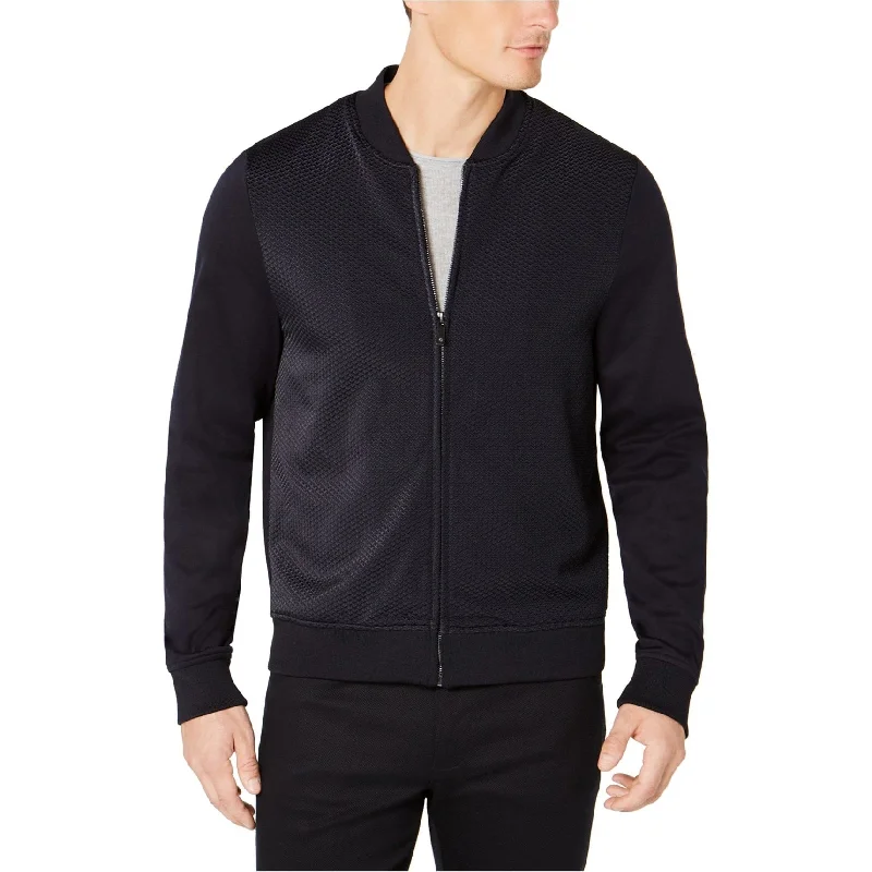 Men's refined trench jackets-Ryan Seacrest Mens Mix Texture Knit Jacket, Blue, XX-Large