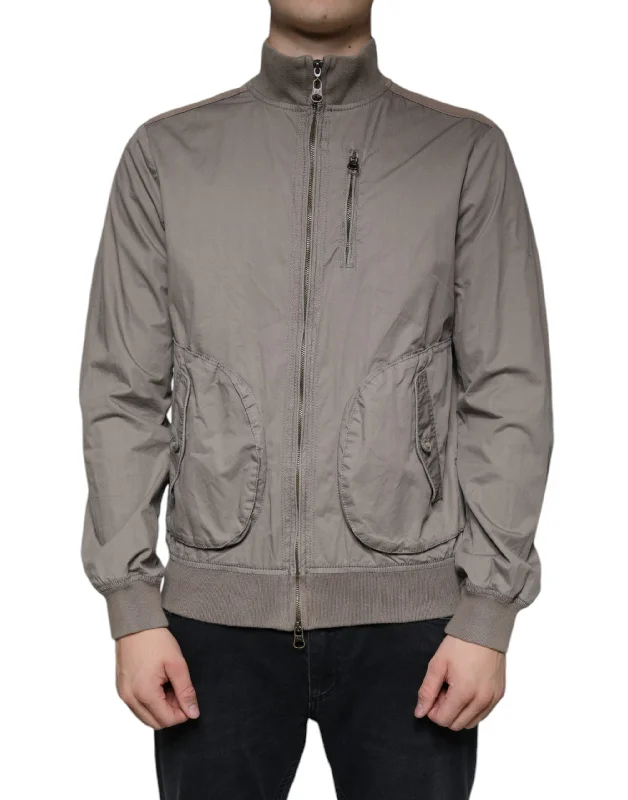 Men's sleek bomber jackets-Armani Jeans  Cotton Full Zip Bomber Logo Men's Jacket