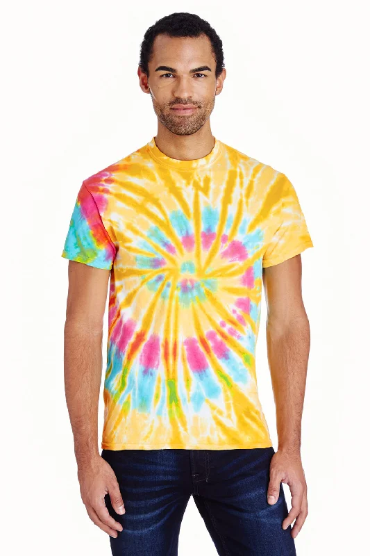 modern short sleeve shirts with a sleek fit -Tie-Dye Mens Short Sleeve Crewneck T-Shirt - Aurora