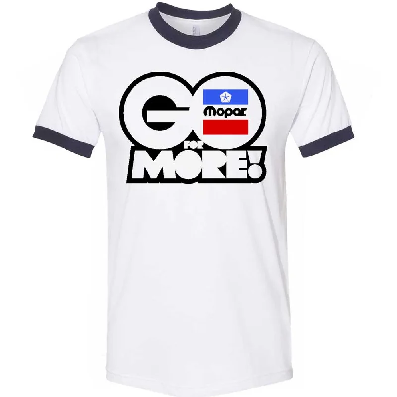 modern and simple short sleeve shirts for men -Mens Mopar Go For More T-shirt (White/Navy Ringer)