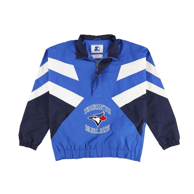 Men's patterned quilted jackets-STARTER Mens Toronto Blue Jays Raincoat, Blue, Large