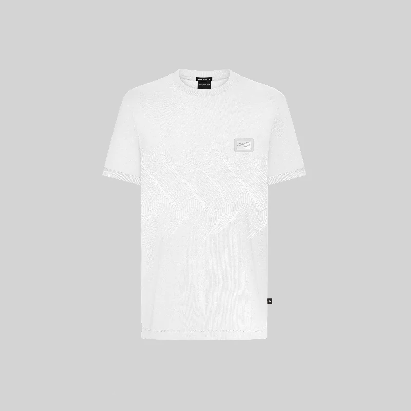 modern men’s short sleeve shirts with minimalist patterns -HELUM WHITE T-SHIRT