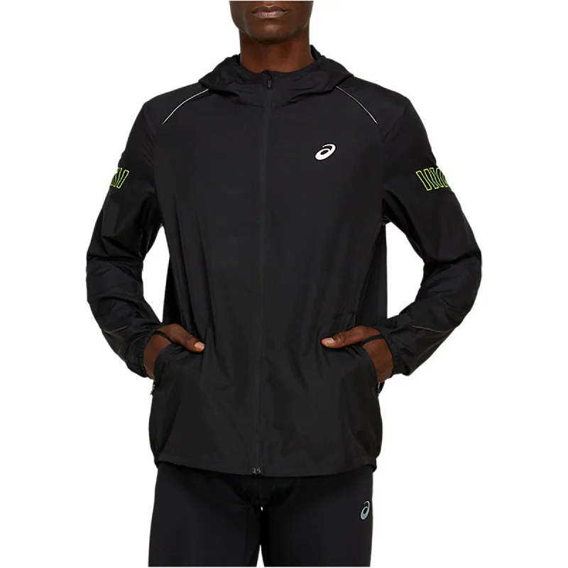 Men's logo bomber jackets-ASICS Mens Lite-Show Jacket, Black, Small (Regular)