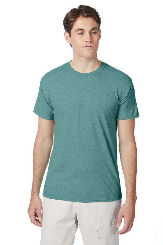 trendy and affordable short sleeve t-shirts -Hanes Mens X-Temp FreshIQ Moisture Wicking Short Sleeve Crewneck T-Shirt - Heather Clay Green