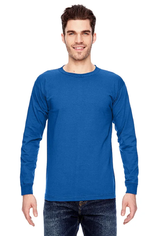 premium short sleeve shirts for men -Bayside Mens USA Made Long Sleeve Crewneck T-Shirt - Royal Blue