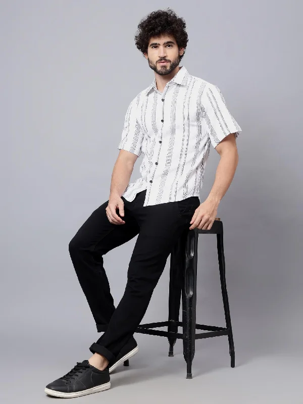 trendy short sleeve t-shirts with modern cuts -White Wave | White & Black Abstract Summer Shirt