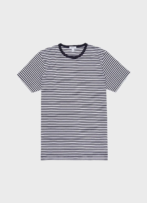 cool and stylish short sleeve shirts with bold prints -Men's Classic T-shirt in Navy/White English Stripe