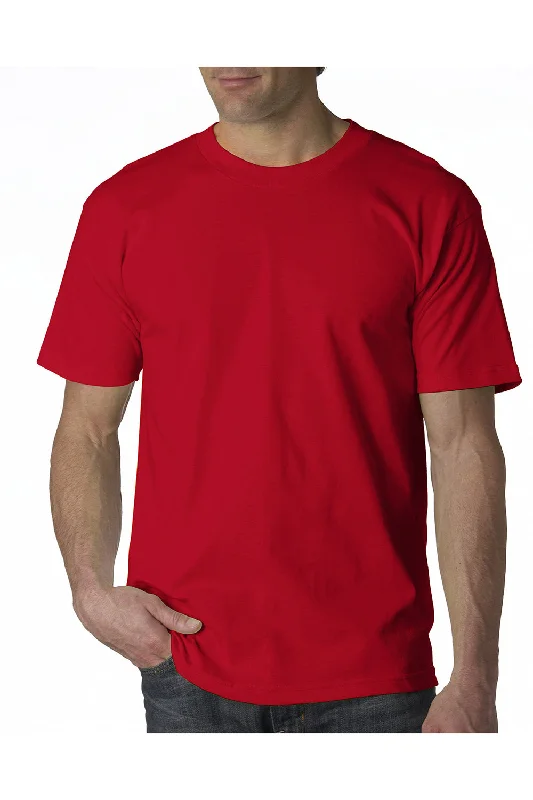 stylish and modern short sleeve polo shirts for men -Bayside Mens USA Made Short Sleeve Crewneck T-Shirt - Red