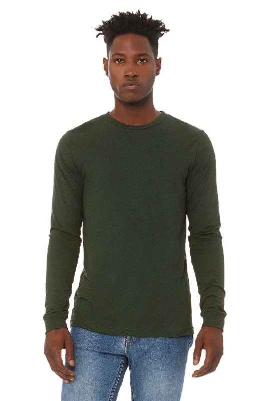 stylish and comfortable short sleeve shirts for hot weather -Bella + Canvas Mens Long Sleeve Crewneck T-Shirt - Emerald Green