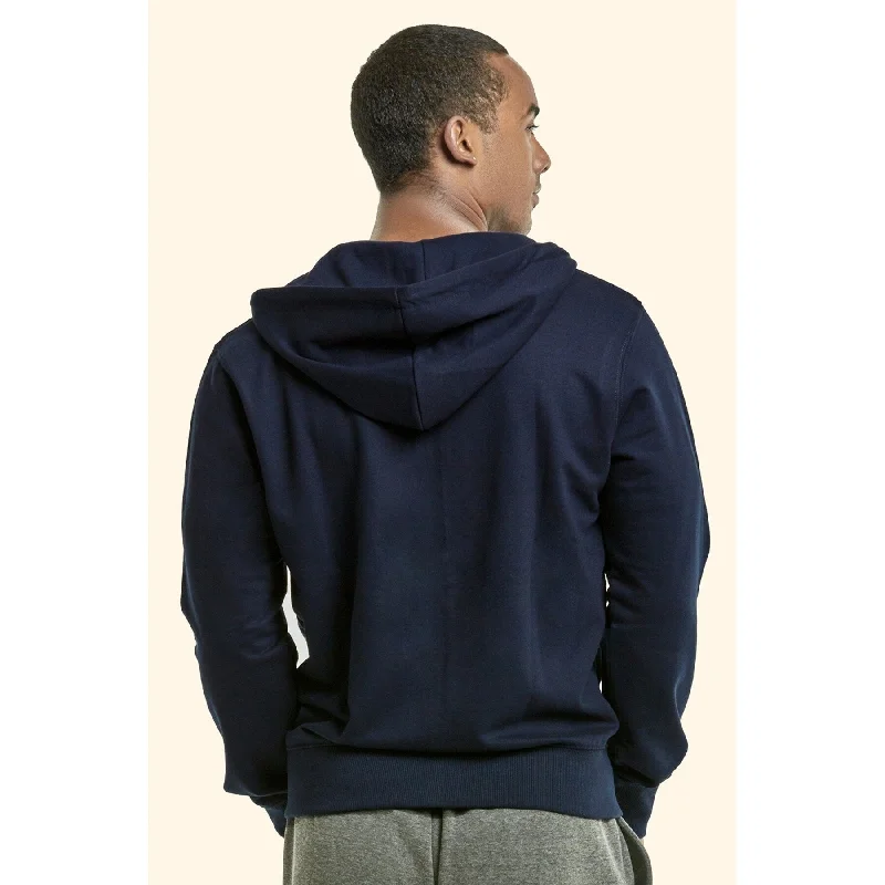 Men's sharp trench jackets-TOP PRO Men's Hooded Full Zip Terry Sweater - Navy