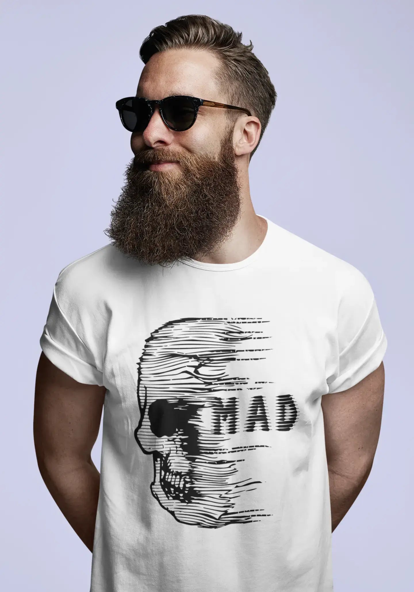 breathable short sleeve shirts for active men -Men's Vintage Tee Shirt Graphic T shirt Anxiety Skull MAD White