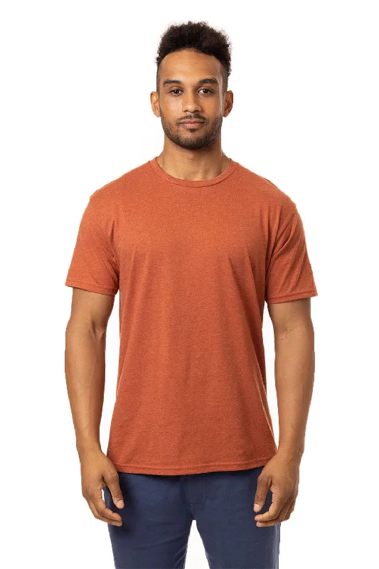 men’s trendy short sleeve t-shirts with logos -Econscious Mens Committed CVC Short Sleeve Crewneck T-Shirt - Heather Picante - Closeout