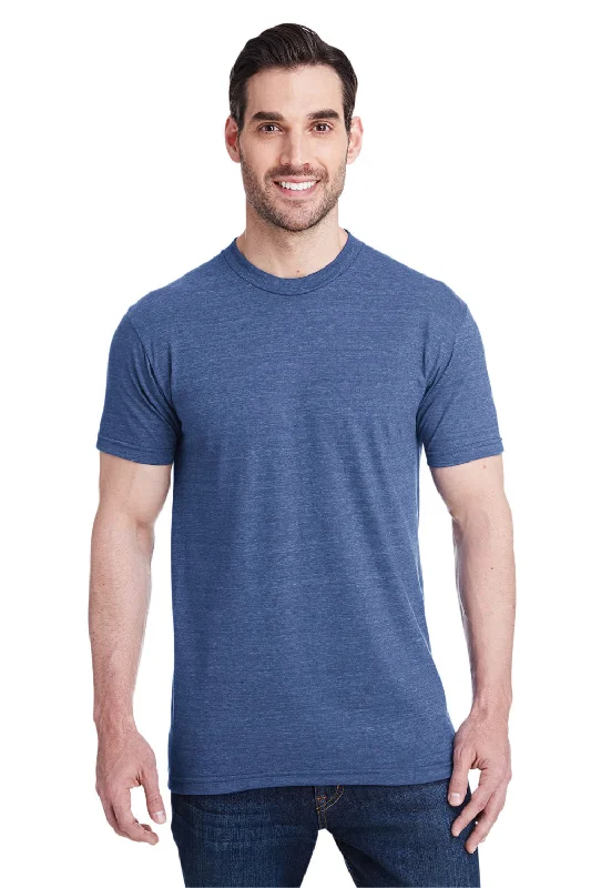 trendy short sleeve polo shirts for vacation wear -Bayside Mens USA Made Short Sleeve Crewneck T-Shirt - Denim Blue