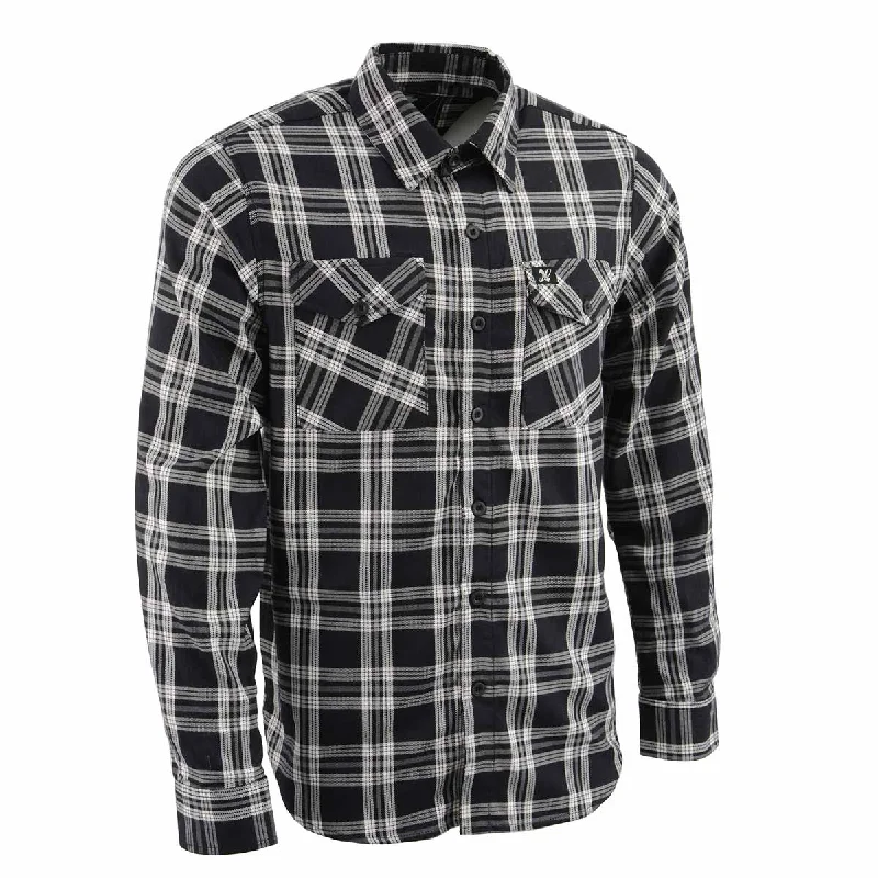 breathable short sleeve shirts for everyday wear -Milwaukee Leather Men's Flannel Plaid Shirt Black and White Long Sleeve Cotton Button Down Shirt MNG11646