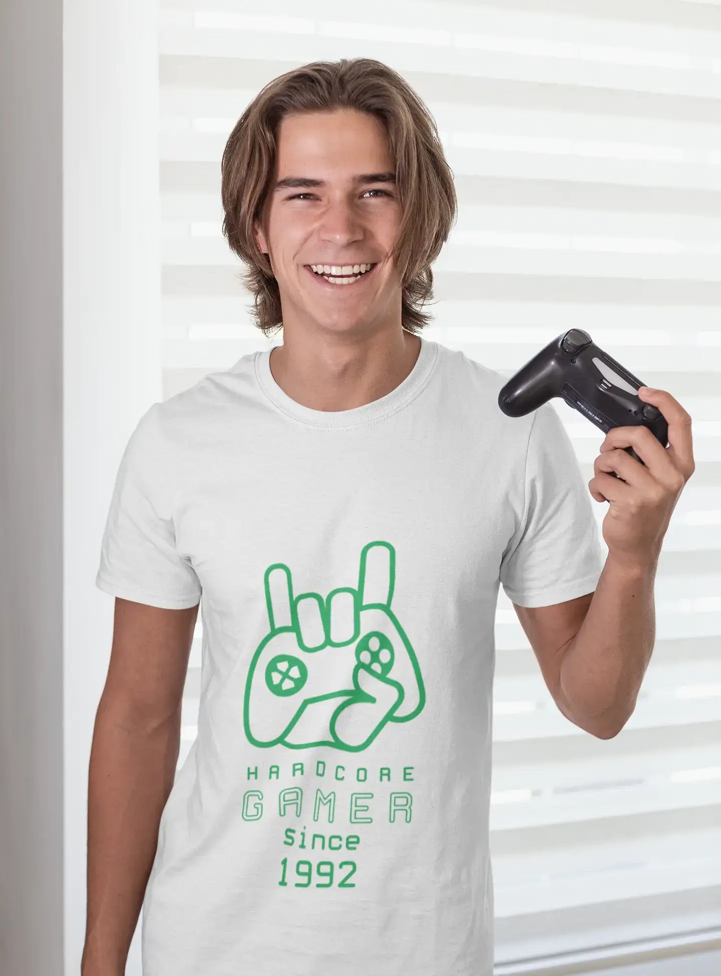 comfortable short sleeve shirts with relaxed cuts -Men's Graphic T-Shirt Hardcore Gamer Since 1992 White