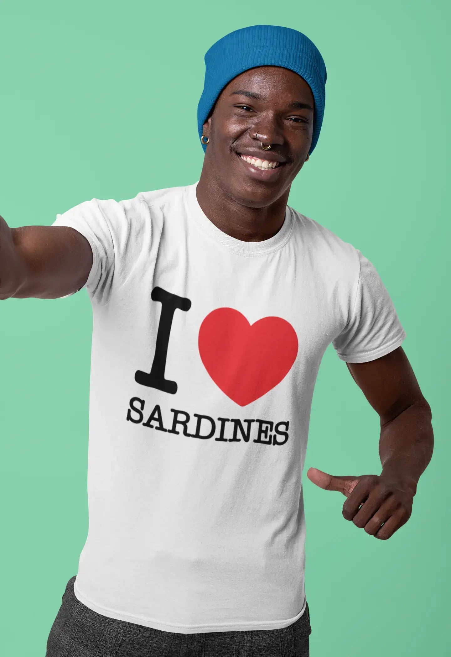 high-quality short sleeve shirts for everyday wear -SARDINES, I love animals, White, Men's Short Sleeve Round Neck T-shirt 00064