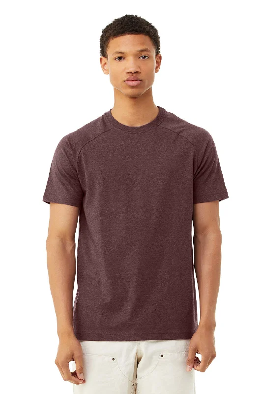 men’s affordable short sleeve shirts for daily wear -Bella + Canvas Mens CVC Raglan Short Sleeve Crewneck T-Shirt - Heather Maroon