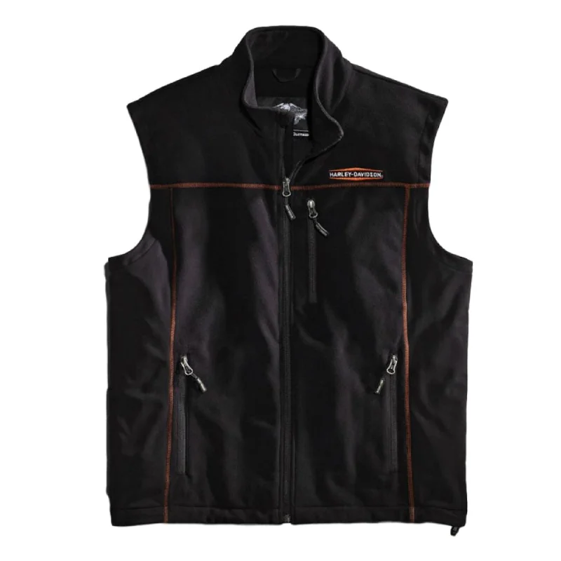 men’s classic short sleeve shirts for beach vacations -Harley-Davidson Men's Windproof Fleece Motorcycle Vest, Black. 98567-16VM