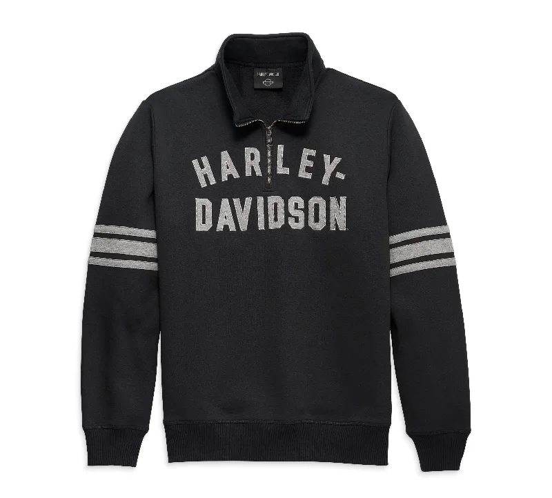 trendy short sleeve t-shirts for casual hangouts -Harley-Davidson Men's Staple 1/4 Zip Pullover, Black Beauty - 96014-23VM