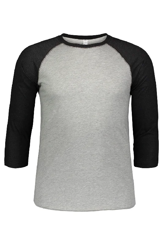 versatile short sleeve t-shirts for casual outfits -LAT Mens Fine Jersey Baseball 3/4 Sleeve Crewneck T-Shirt - Heather Grey/Vintage Smoke Grey