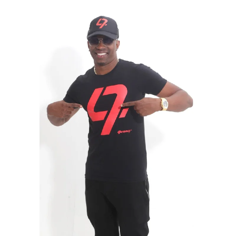 trendy short sleeve shirts for men’s vacation -djbravo47 Men's Black - 47 Red T-shirt