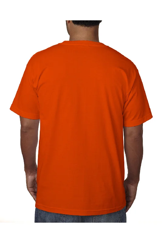 men’s relaxed fit short sleeve shirts for everyday use -Bayside Mens USA Made Short Sleeve Crewneck T-Shirt w/ Pocket - Bright Orange - Closeout