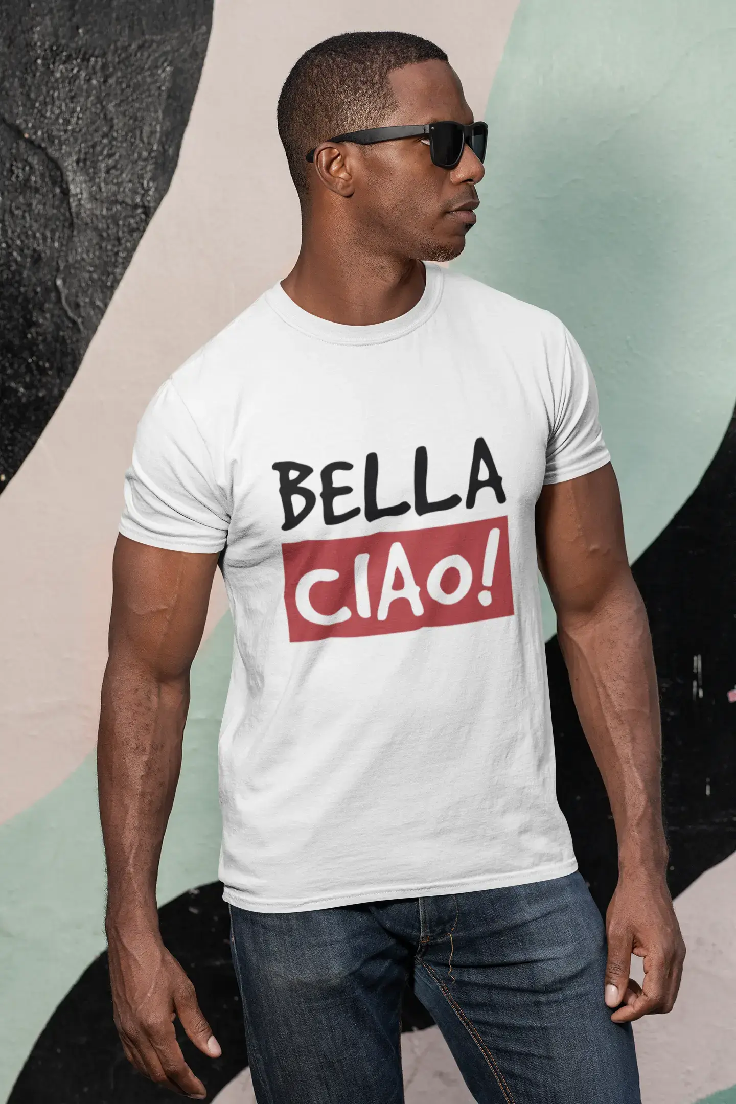 high-quality short sleeve shirts for all occasions -Men's Vintage Tee Shirt Graphic T shirt Bella Ciao White