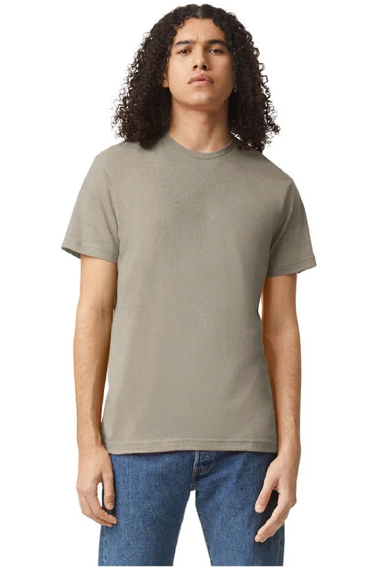 trendy short sleeve shirts for summer events -American Apparel Mens CVC Short Sleeve Crewneck T-Shirt - Heather Khaki Brown