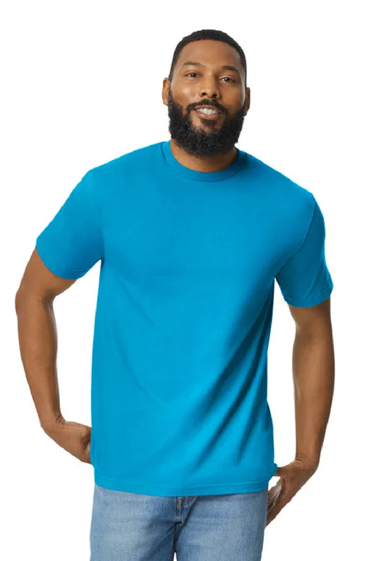 men’s short sleeve shirts with cool graphic prints -Gildan Mens Softstyle Short Sleeve Crewneck T-Shirt - Sapphire Blue