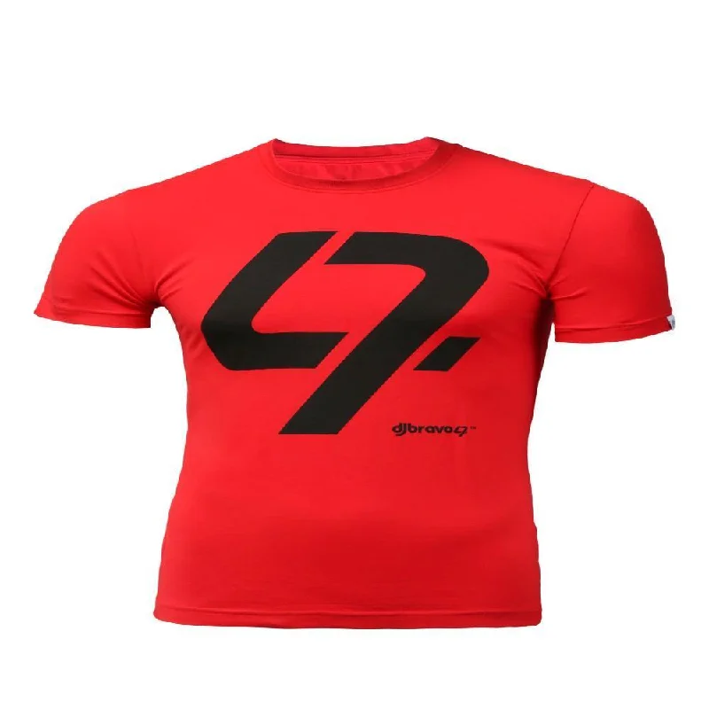 men’s affordable short sleeve shirts with bold prints -djbravo47 Men's Red - 47 Black T-shirt