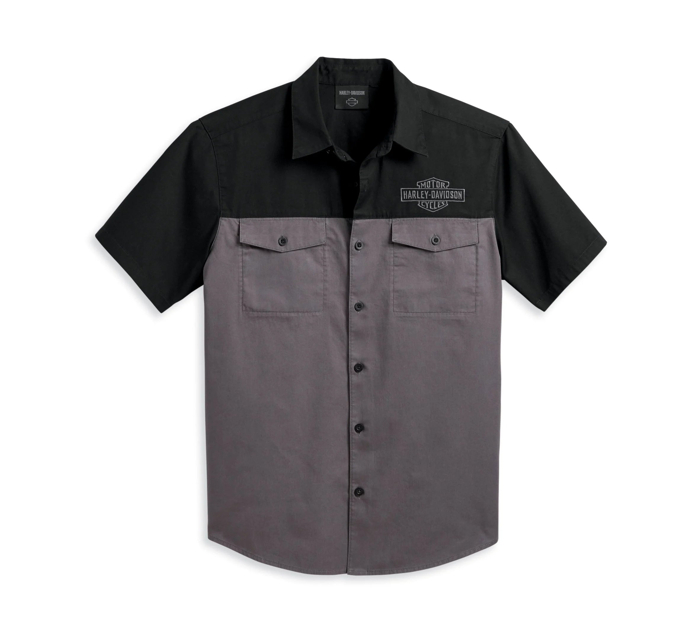 versatile short sleeve shirts for hot summer days -Harley-Davidson Men's Staple Colorblock Shirt,  Black - 96152-23VM