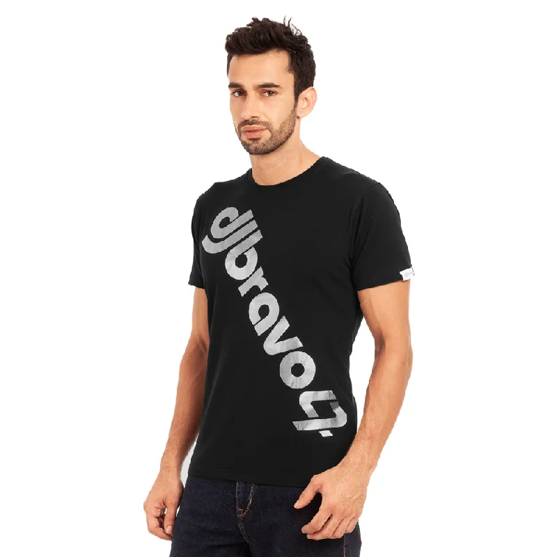 stylish and modern short sleeve polo shirts for men -djbravo47 Men's Black - Logo Silver Foiled T-shirt