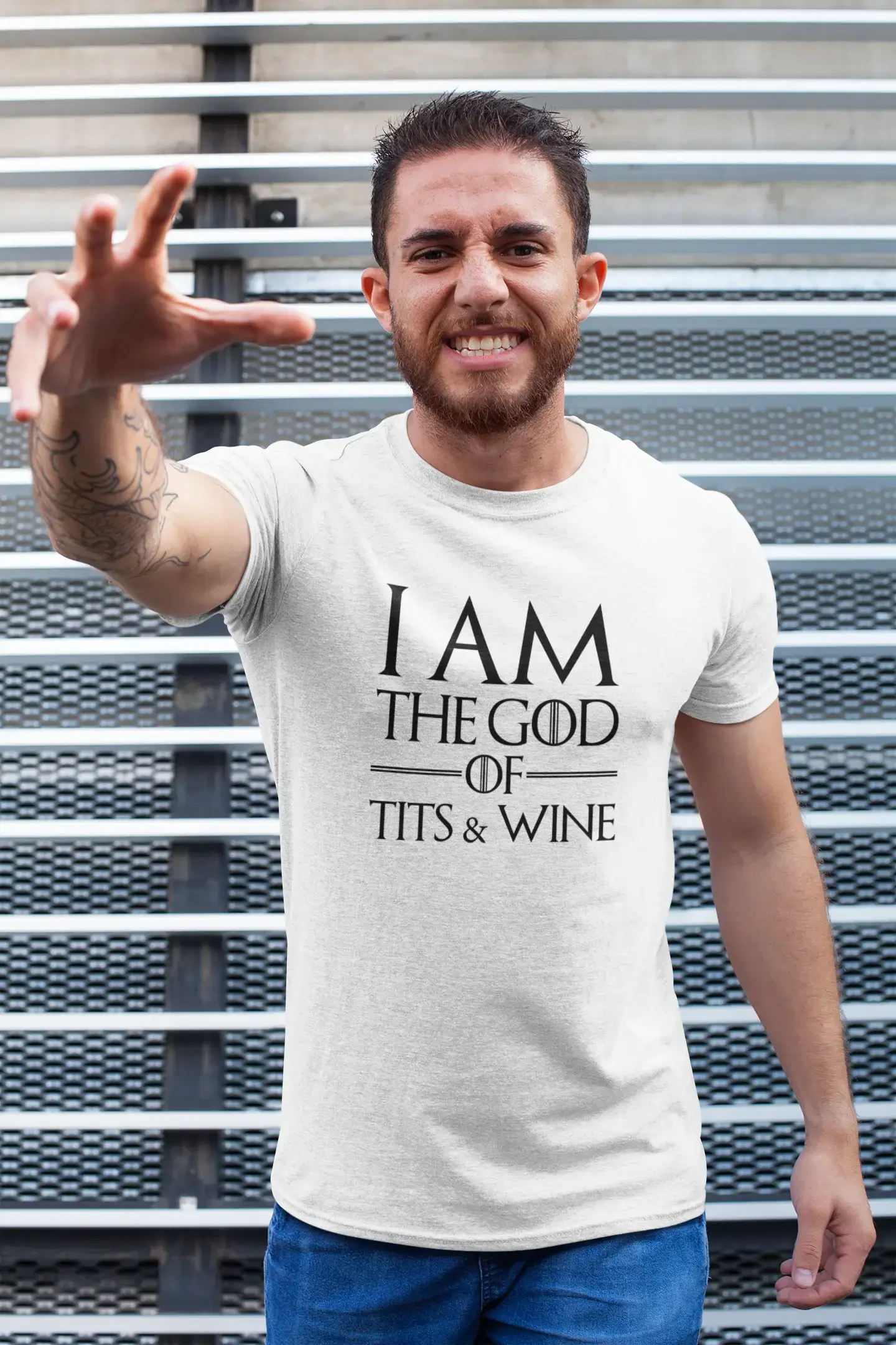 comfortable short sleeve polo shirts for work -I Am The God Of T*ts and Wine - GOT T-shirt - Men's White tee, 100% Cotton 00260