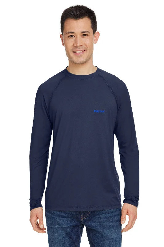 high-quality short sleeve shirts for all occasions -Marmot Mens Windridge Moisture Wicking Long Sleeve Crewneck T-Shirt - Arctic Navy Blue