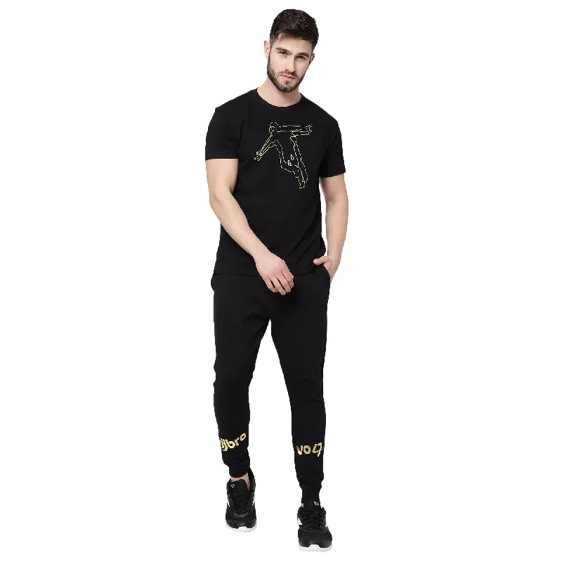 men’s short sleeve shirts with sporty designs -djbravo47 Men's Black Celebration Gold/Silver Outline T-shirt