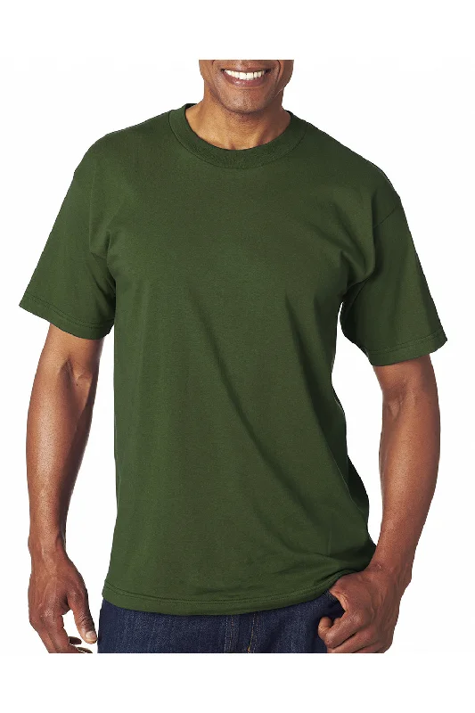 trendy short sleeve shirts for daily wear -Bayside Mens USA Made Short Sleeve Crewneck T-Shirt - Forest Green