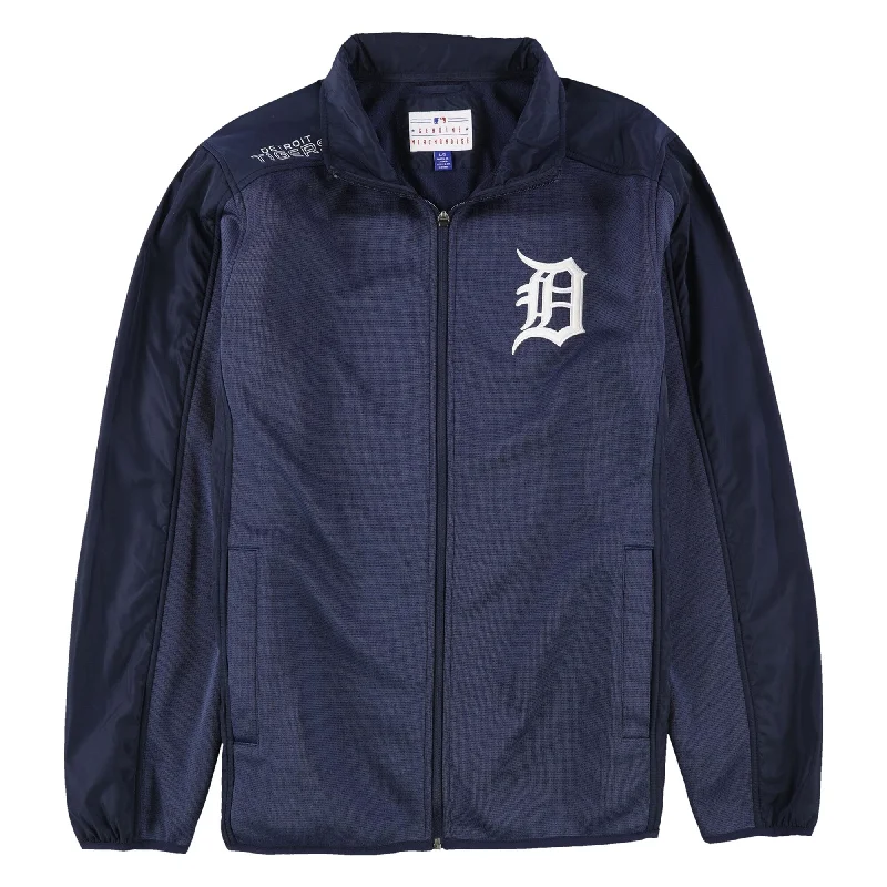 Men's velour fleece jackets-G-III Sports Mens Detroit Tigers Knit Jacket, Blue, Large