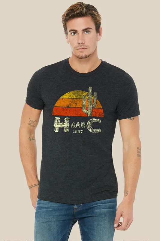 lightweight and breathable summer short sleeve shirts -Cactus Sunset Unisex T-Shirt Black