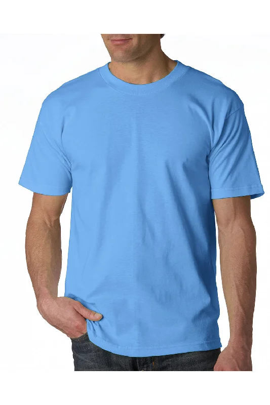 versatile short sleeve shirts with graphic prints for men -Bayside Mens USA Made Short Sleeve Crewneck T-Shirt - Carolina Blue