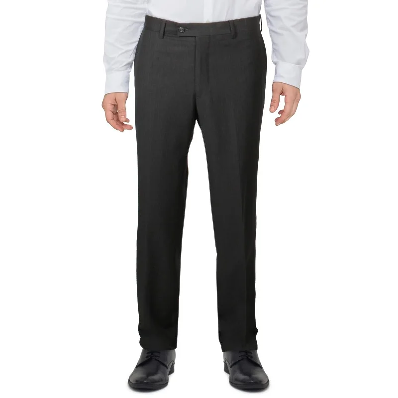 Men's pants for sticky weather-Mens Wool Plain Hem Dress Pants