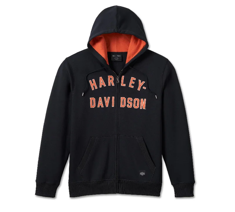 stylish short sleeve shirts for travel and leisure -Harley-Davidson Men's Iron Bond Zip-Up Hoodie, Black - 99000-23VM