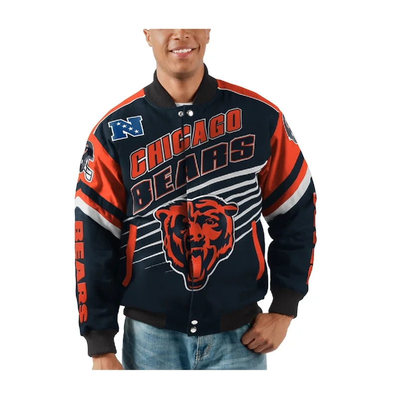 Men's bold bomber jackets-G-III Sports Mens Chicago Bears Varsity Jacket, Black, XX-Large